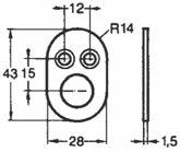 Assa fästbricka 4059 till låsbar spanjolett. För fönsterdörr med kopplad båge. Mothåll för insidans cylinder.