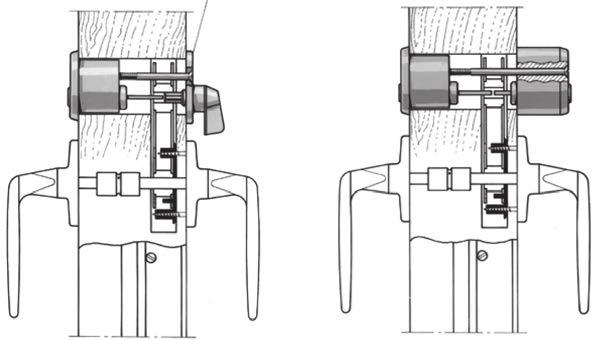 Monteringsexempel, tillbehör Assa låsbar spanjolett För fönsterdörr med enkel båge. SPANJOLETTER Spärrvred 4428 Cylinder utsida, spärrvred insida.
