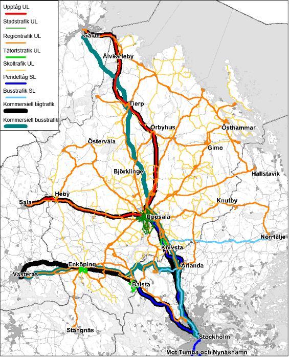 Bilaga KTN 2016 59 Trafikförsörjningsprogram 2016, beslutshandling 2 Dagens kollektivtrafik I Uppsala län finns avtalad regional kollektivtrafik, kommersiell regional kollektivtrafik och särskild