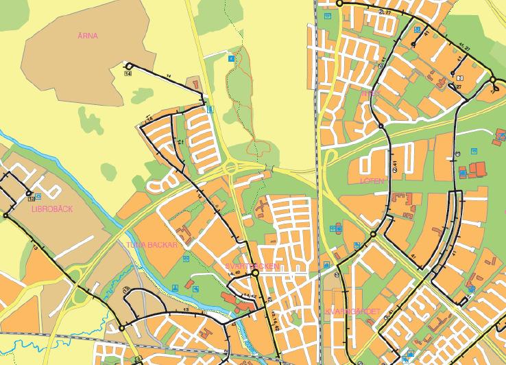5 Bilaga KTN 2016 57 2.2 Slingrande linjedragningar Dagens linjenät är krokigt och gör flera omvägar.