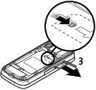 Ta bort SIM-kortet 1. Ta bort bakstycket genom att lyfta av det från enhetens övre del. 2. Ta bort batteriet. 3. Öppna luckan till SIM-kortet.