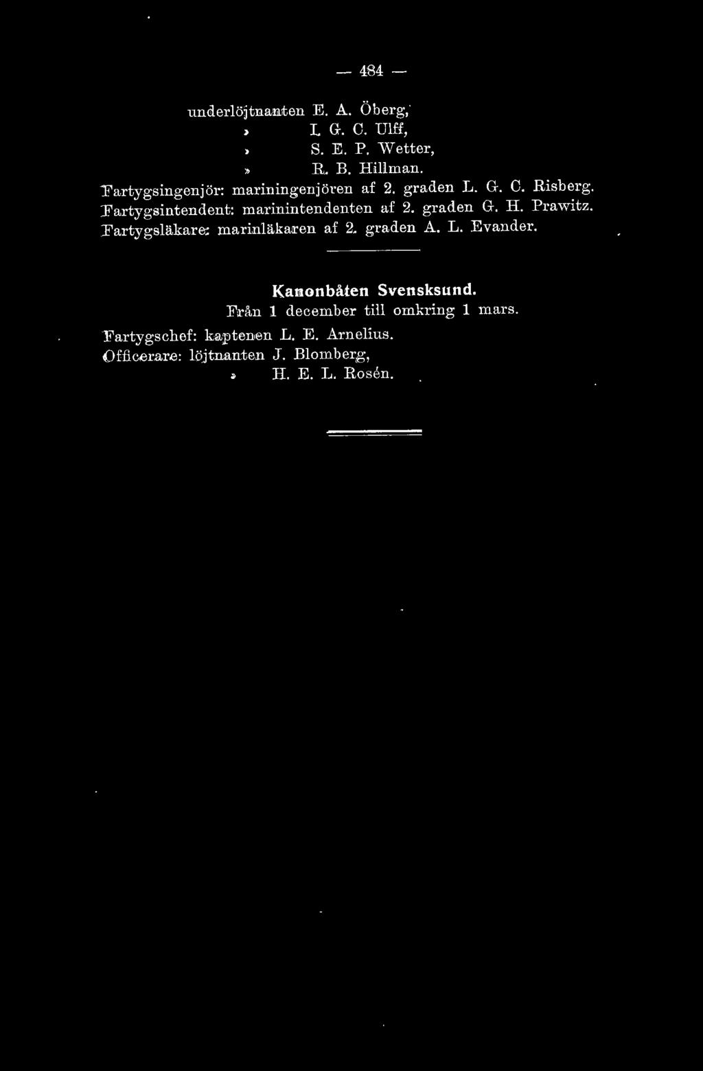 Fartygsintendent: marinintendenten af 2. graden G. H. Prawitz. Fartygsäkare; marinäkfuren af 2.