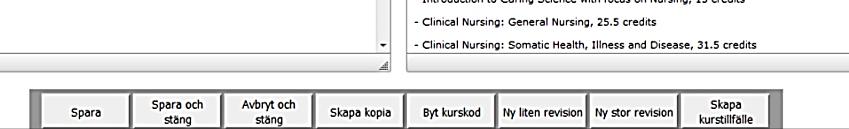 Klicka på kurskoden med rätt revisionsnummer och välj Skapa