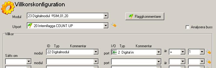 SPECIALFUNKTIONER Funktionen SIM (SIMulate module) i ID 23 Med funktionen SIM kan man spegla ut åtta flaggor från ID 23 på bussen med valfritt ID.