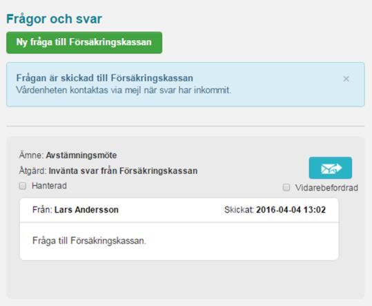 Logga in i Webcert - se avsnitt 3 för detaljer om inloggning Intyget visas till vänster på skärmen, och om det finns några frågor eller svar kopplade till intyget sedan tidigare visas de till höger.