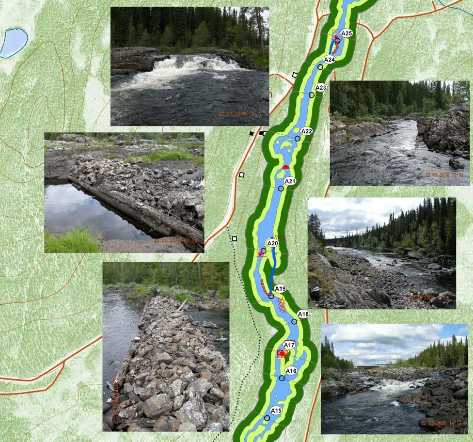 Avdelning A15 A25 Karta 5. Översikt över avdelningarna A15-A25 i Marsån. Avdelning A15 7206126/1509098-7206300/1509163 Avdelningen utgörs av ett lugnflyt med små inslag av strömmande vatten.