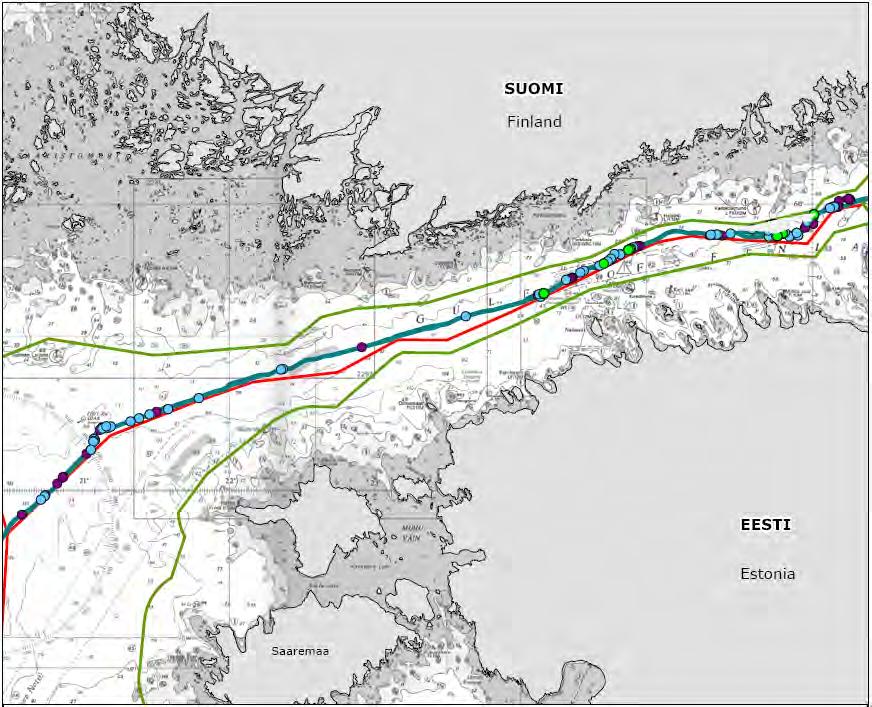 28 3.3.2 Finland En översikt över de platser och typer av bottenarbeten som ska utföras i den finska ekonomiska zonen presenteras i Figur 3.14.