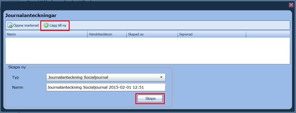 Sid 4 (21) 2 Skapa journal/arbetsanteckning 2.1 Skapa journal från kundens process Det är möjligt att skriva journalanteckningar/arbetsanteckningar när man är inne i en kunds process. 2.2 Verktygsmeny I varje process finns en verktygsmeny med olika ikoner.