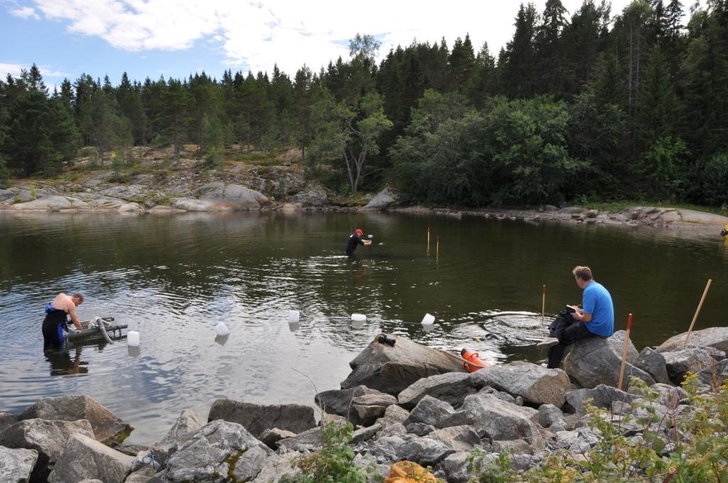 9 Metod Två schakt frilades med mammutpump. Syftet med detta var att få en uppfattning om skrovets form samt bevaringsförhållandena under sedimenten. Uppgrävda massor sållades i 5 millimeters såll.