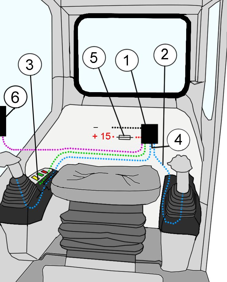 Montageanvisning POS Artikel Benämning Kommentar 1 8000036 Elektronikmodul SS9-2 2 Kabel för inkoppling mot knapp i originalhandtag 3 1032702 Redskapslåsbrytare med kabel Ej med i leverans Endast