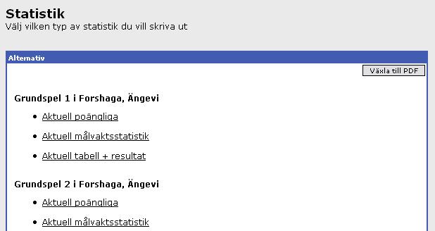Bra att veta: Ha ALLTID ett protokoll med enbart laguppställningarna utskrivet vid varje match så att du i händelse av bruten uppkoppling, serverproblem eller liknande kan fortsätta rapportera