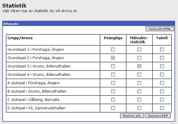 Du kan även välja att få ut valfria delar av statistiken som ett PDF dokument. Detta kan underlätta om du vill skriva ut många delar av statistiken samtidigt.