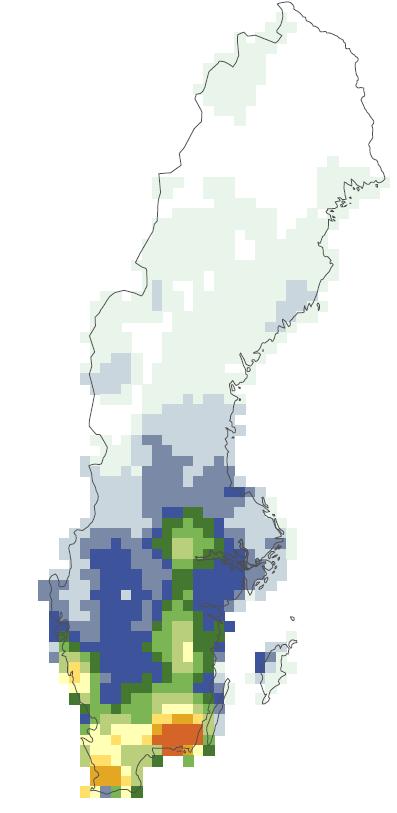 Den geografiska variationen i belastning illustreras också av kartan i Figur 9 26 (se bilaga 1 för mer information om ozonhalter och överskridanden fastställda mål- och