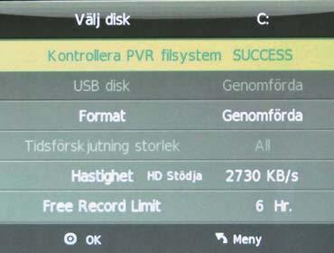 Tagning Tagning PVR-inställningar 1.