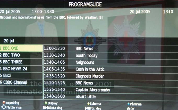 EPG-menyn EPG-menyn Visa programguiden genom att trycka på EPG-knappen.