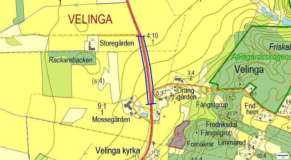 Hänsynsobjekt 2844, Rackarebacken, VELINGA Motivering: Vägkant med allmän metallvingesvärmare (NT) och hävdgynnade arter.