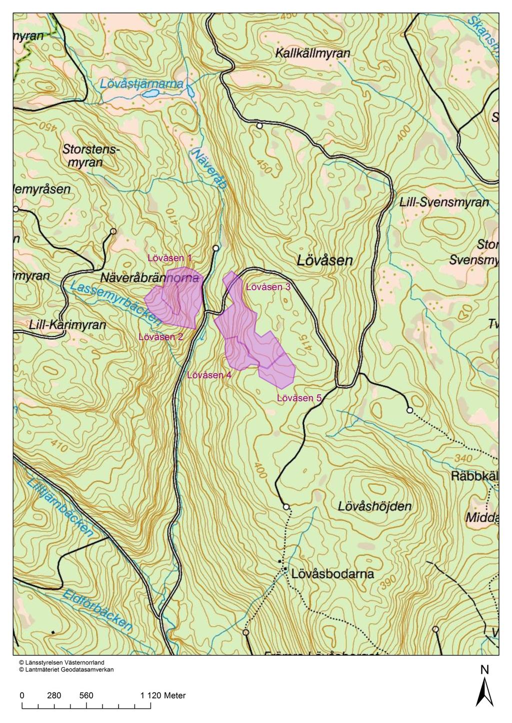 Sida 10 av 34 1.2.1. Näveråbrännorna Höjdområde med blandskog och lövrik barrskog.