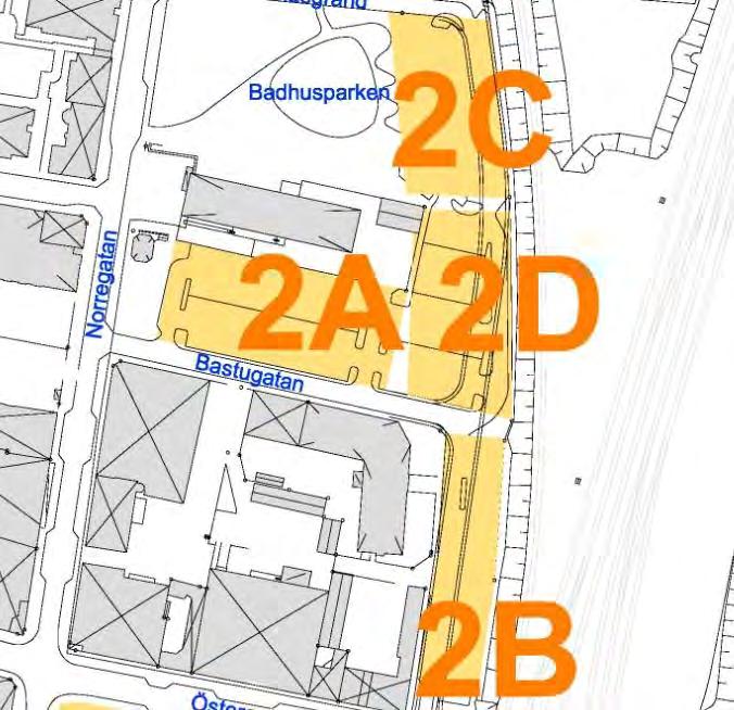 På grund av ytbrist kan inte ett parkeringshus kombineras med anläggande av Badhusgatan. Om man väljer att inte anlägga Badhusgatan så kan ett p-hus med förhyrda platser anläggas.