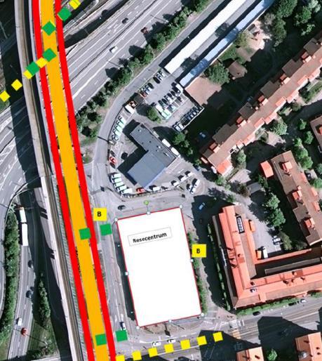 Dessutom innehåller konceptet: Hållplats för spårvagn på Snabbspåret under Pendelviadukten norr om E20. Hållplats för spårvagn under Pendelviadukten vid Redbergsvägen.