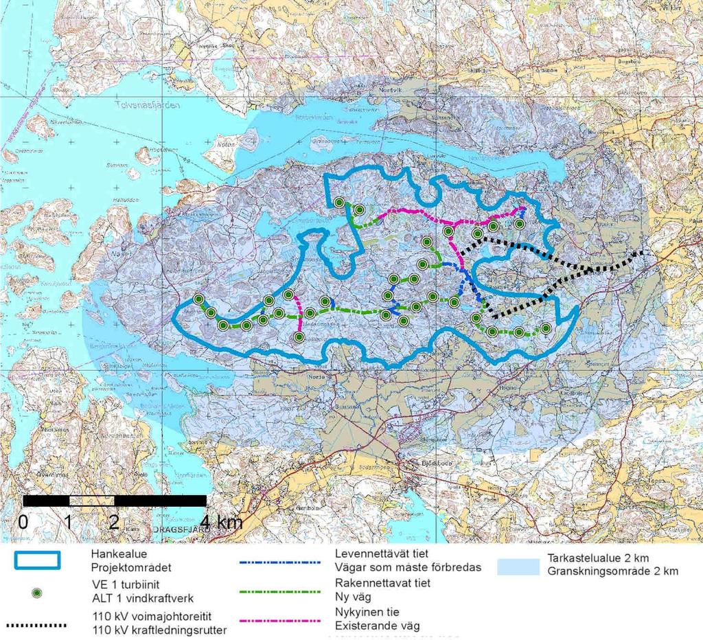 Delområde Markanvändning Växtlighet, arter, värdefulla livsmiljöer Fågelbestånd Fornlämningar Landskap och kulturarv Buller och skuggor Människornas levnadsförhållanden och trivsel Trafik Omfånget av