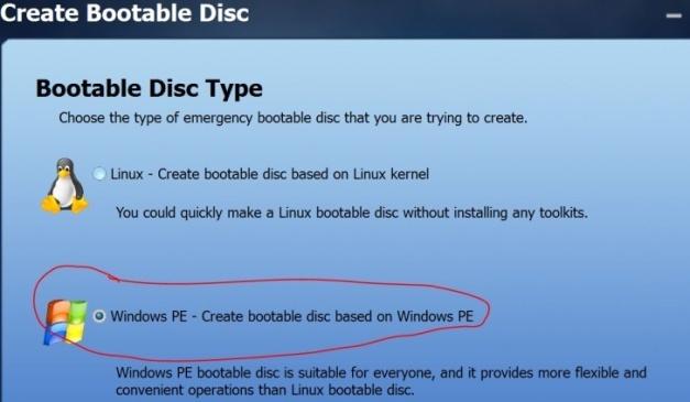 I nästa alternativ markera "Windows PE" (se bild 6).