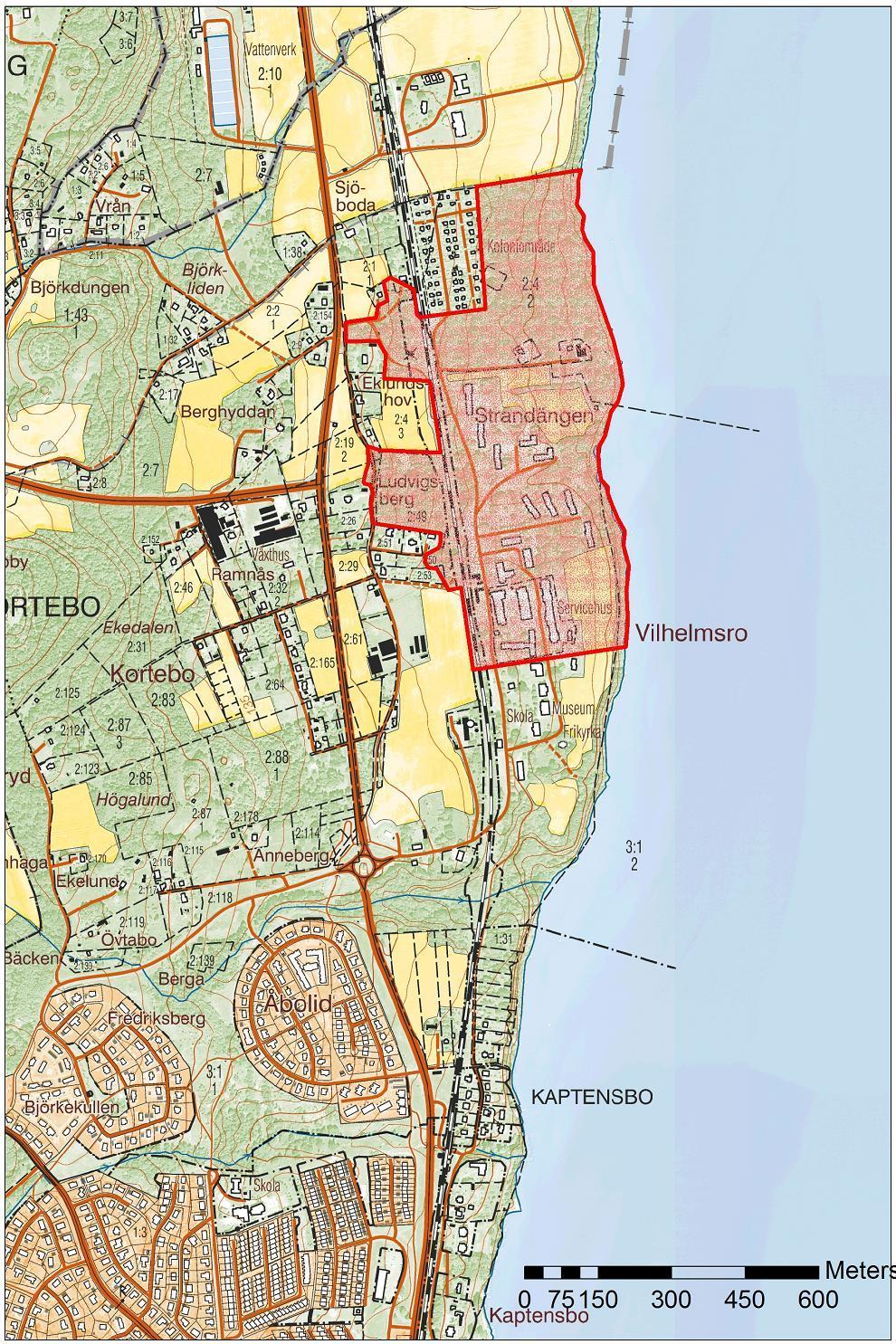 5 Karta 1: Översiktskarta över det undersökta området (rödskuggat).