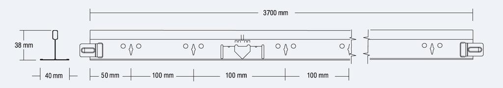 Knutpunkt Bärskena DXSF 70 med änddetalj Tvärskena DXSF 0/90/60 med DONN DX Clip-Fix Vägglist MUSF 0