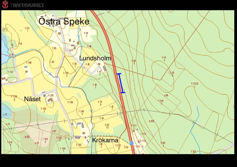 Rv 61, Lundsholm-Östra Speke, HÖGVALTA Motivering: Ytterslänt med fint bestånd av natt och dag, säfferot samt stor blåklocka ID på översiktskarta 2 Vägnummer Riksväg 61 Namn Gammalt namn - Sida av