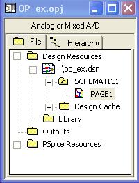 Analog or Mixed A/D är markerad. Jag väljer att kalla min konstruktion för OP_ex. Normalt när du börjar ett nytt projekt så öppnas en blank schemasida i Capture.