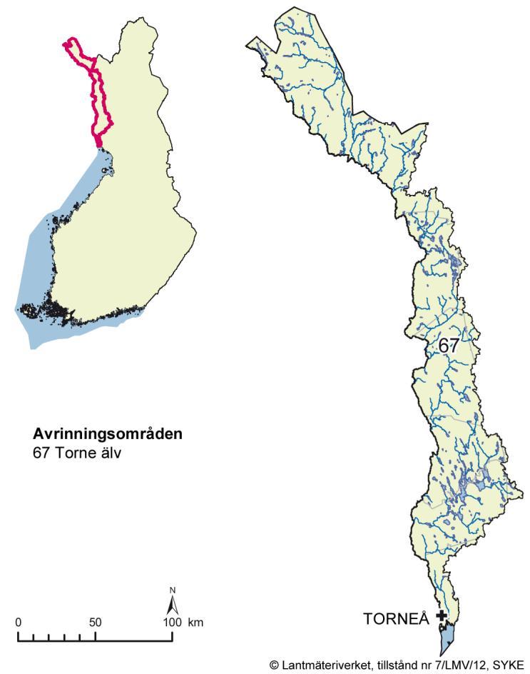 Torne älvs vattenförvaltningsområde Det praktiska vattenvårdsarbetet utförs inom de olika vattenförvaltningsområdena. Torne älvs vattenförvaltningsområde ligger i det finska och svenska Lappland.