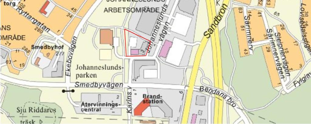 detaljplan. Idag utnyttjas fastigheten för kontor och skolverksamhet. Marken inom området utgörs huvudsakligen av stora hårdgjorda ytor. Det förekommer även mindre grönytor.