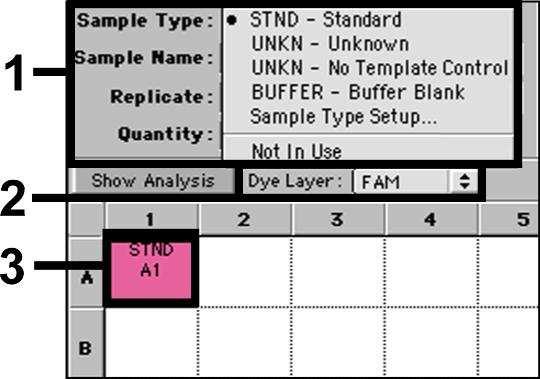 8.5.2.3 Tilldelning av nödvändig information till plattpositioner När du tilldelar detektorer och provtyper till enskilda plattpositioner väljer du motsvarande fält.
