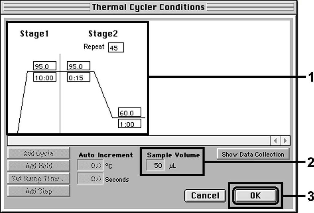 Auto Increment förblir oförändrade (Ramp Time: 0:00, Auto Increment: 0.0 C, 0.0 Seconds). Fig. 13: Framtagning av temperaturprofilen.