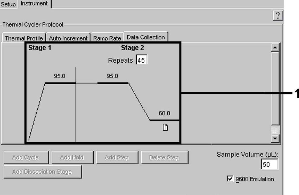 Fig. 22: Datainsamling (Data Collection). 8.5.3.5 Spara PCR-körningen Här kan du spara de angivna inställningarna (Setup) som mall, för att kunna använda dem senare i förändrad eller oförändrad form.