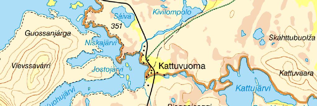 renskötarbostäder. Sammantaget har byn Kattuvuoma ett högt kulturhistoriskt värde. Skydd Vattendragen ingår i ett Natura 2000 område.
