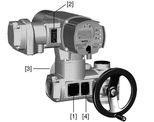 Identifiering SA 07.2 SA 16.2/SAR 07.2 SAR 16.2 Styrenhet: Elektronisk (MWG) 2. Identifiering 2.1 Typskylt Varje komponent (ställdon, manövermodul, motor) är försedd med en typskylt.