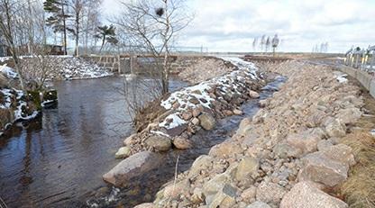 Hjoån i det närmaste klar! Ett av landets mest framgångsrika arbeten med fria vattenvägar i ett och samma vattendrag har genomförts i Hjoån. Nu är det åttonde (!