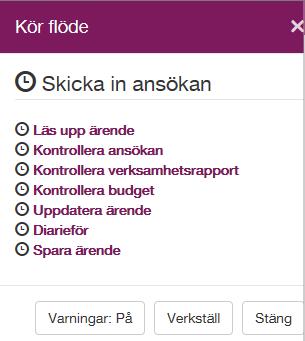 Då påbörjas ett kontrollflöde för att säkerställa att alla nödvändiga uppgifter finns med er ansökan.