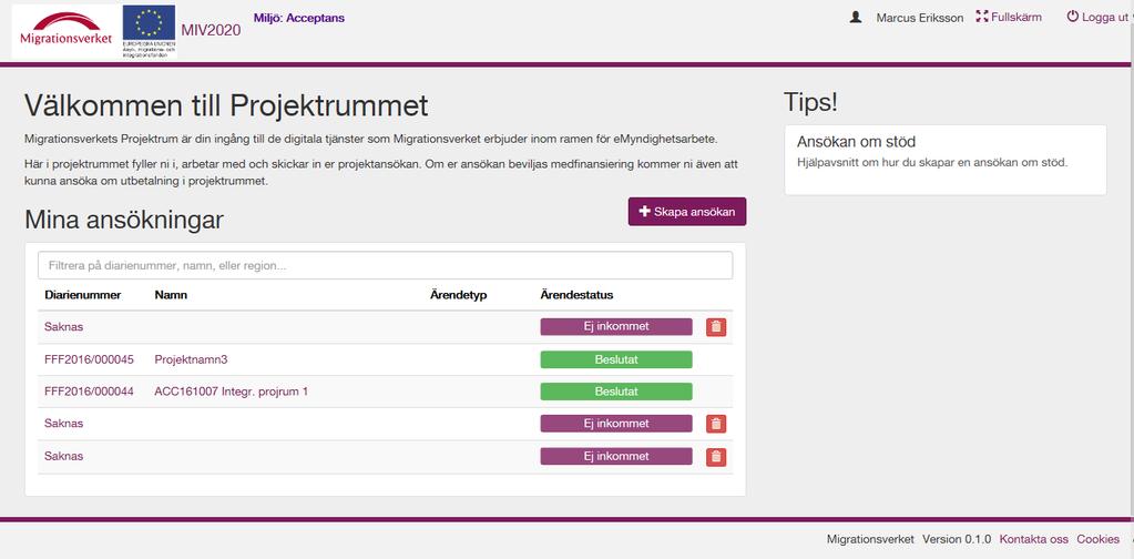 2. Hur du skapar en ansökan om utbetalning 2.1.