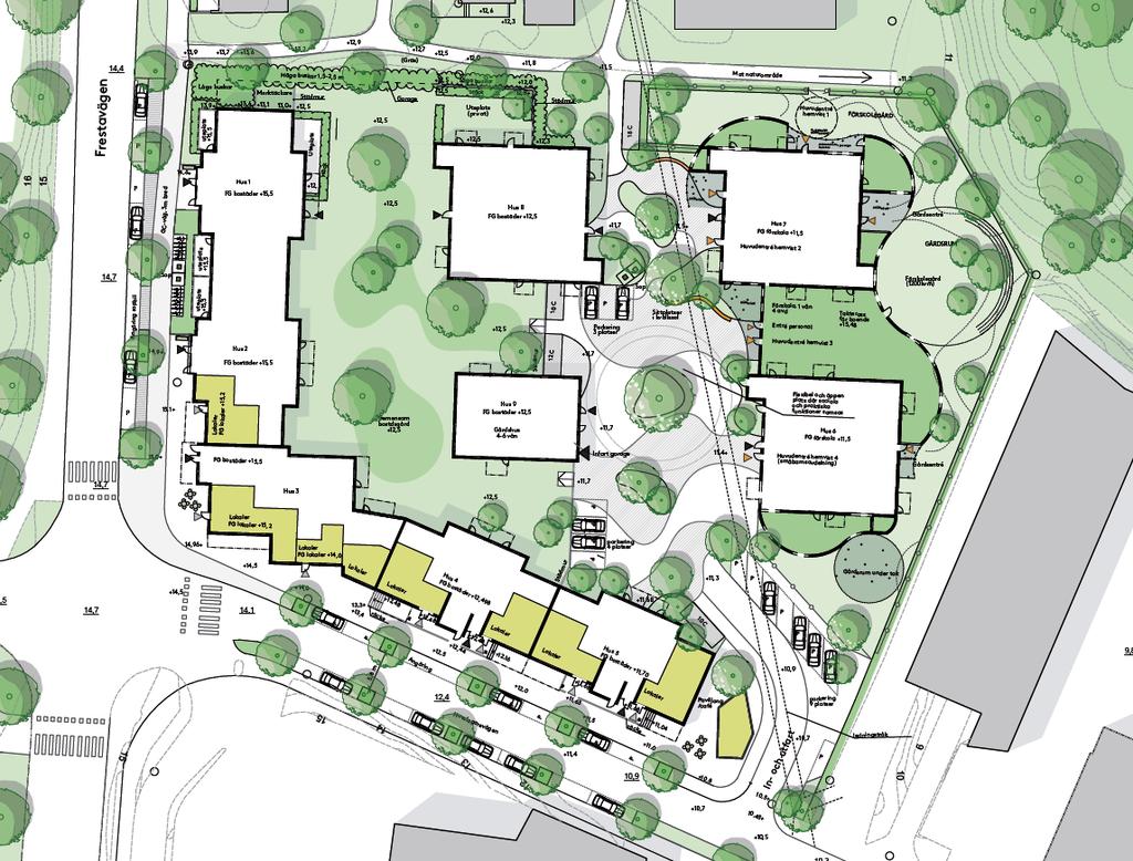 Planförslaget Detaljplaneförslaget syftar till att möjliggöra bostadsbebyggelse i flerbostadshus inom fastigheten och lokaler för verksamheter, främst i bottenvåningarna längs gatorna.