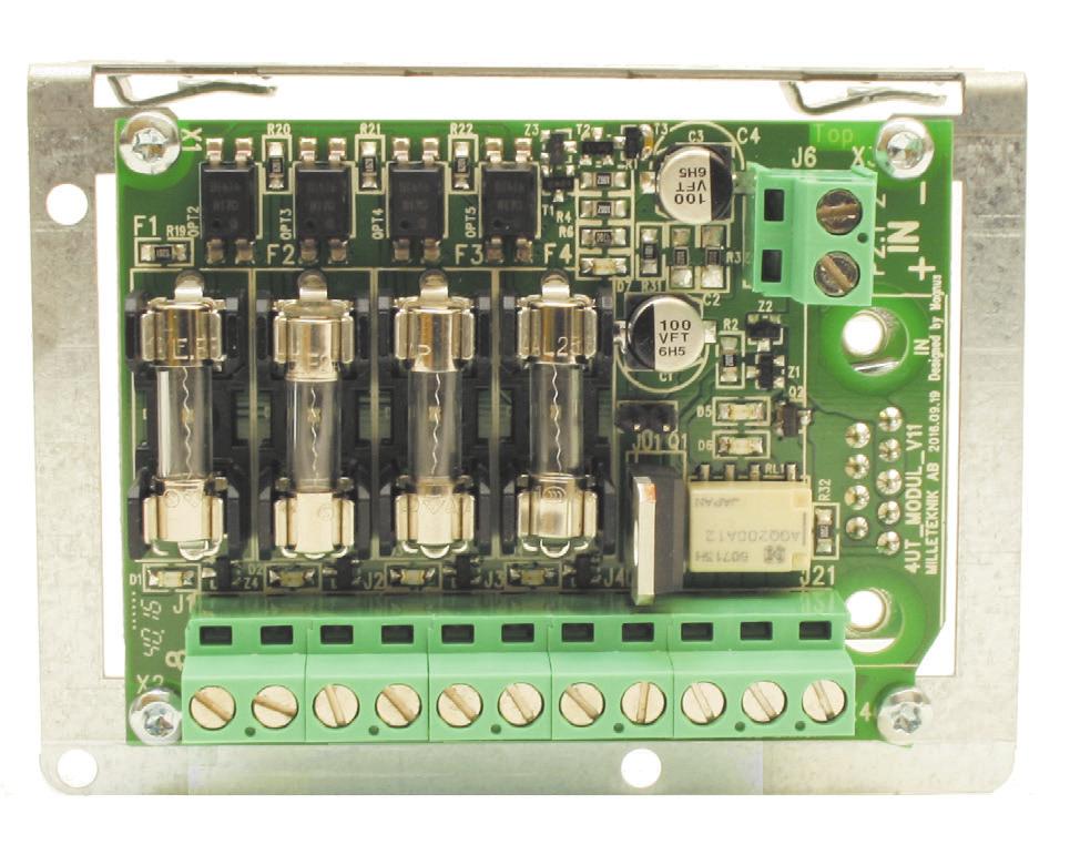 TILLVAL - för ECO montering XS i enhet Tillvalskort Beskrivning Tillgänglig till E-nummer T-4UT L 4 st 1-poligt avsäkrade utgångar SX XXS T - DCDC 12V 1A L DC/DC modul XS XXS T - SPD L Åskskydd XS