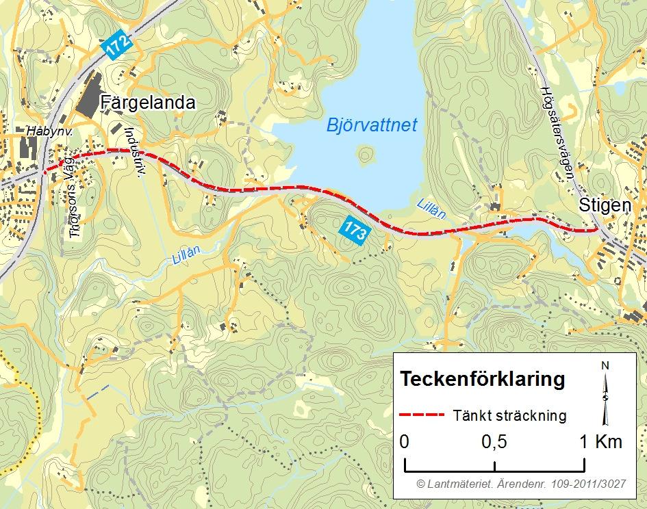 Bild 3 Förslag till sträckning Bild 4 Typsektion med avskiljande dike GC-vägen placeras med