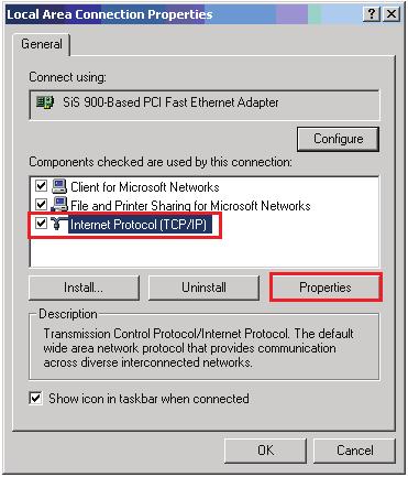 2. Välj Intel Protocol (TCP/IP) och klicka på Properties. 3.