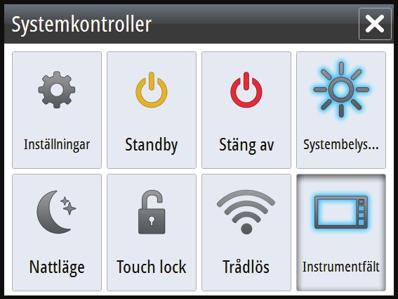 GO XSE Snabbstartsguide SV Frontpanel 1 Nr Knapp Funktion 1 Ström Tryck en gång för att öppna dialogrutan Systemkontroller. Håll intryckt för att slå på/stänga av enheten.