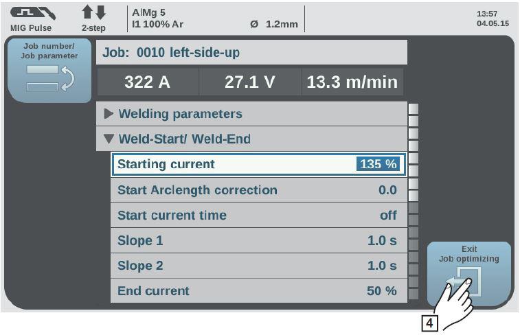 Välj med ratten, eller med knappen Jobb/Jobbparameter, om ett jobb eller en parameter