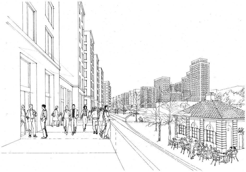 8 (18) S-Dp 2009-02013-54 Vy från Norrtull med Norrtullsterrassen till höger Bostadskvarteren Kvarteren adderas konsekvent mellan Solnavägen och Norrtull på ömse sidor om
