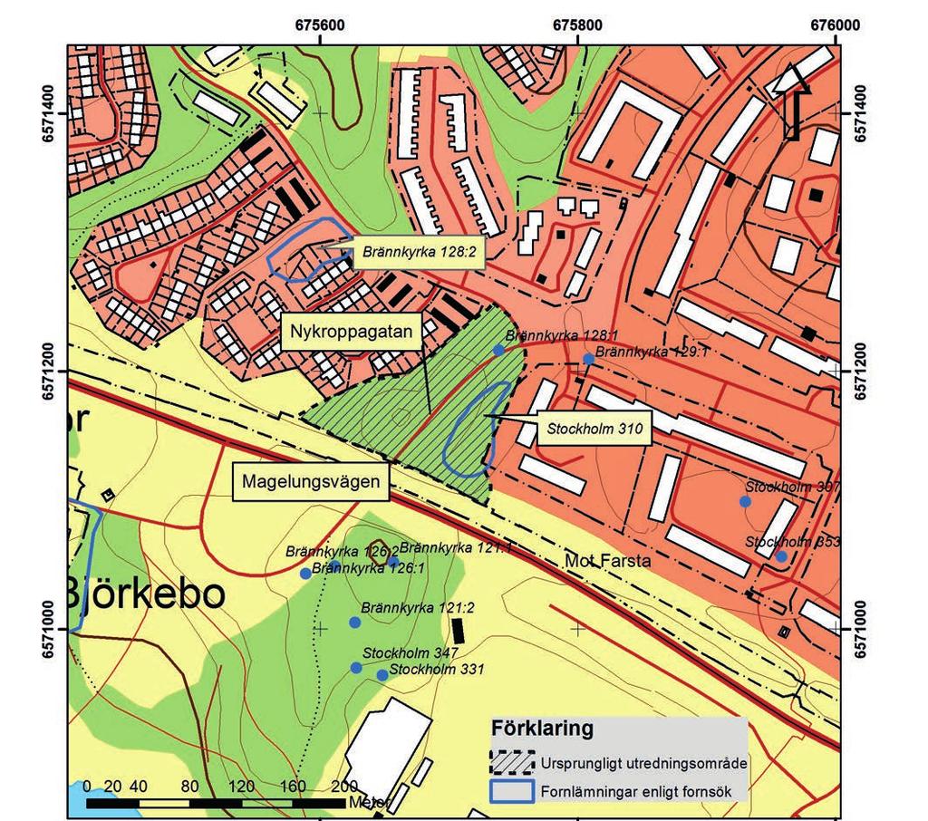 Arkeologisk utredning etapp 1 invid Nykroppagatan i Farsta Figur 2.