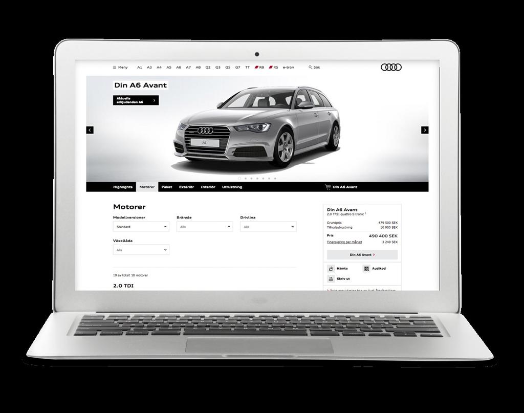 Bygg din bil på audi.se Bygg din egen bil på audi.se och få snabbt reda på vad den kostar med din favoritutrustning.