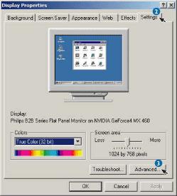On-Screen Display Alla grafikkort med chipsets för nvidia- och ATI-grafik som stödjer DDC-/CI-gränssnitt. Microsoft Windows 2000 och XP operativsystem.