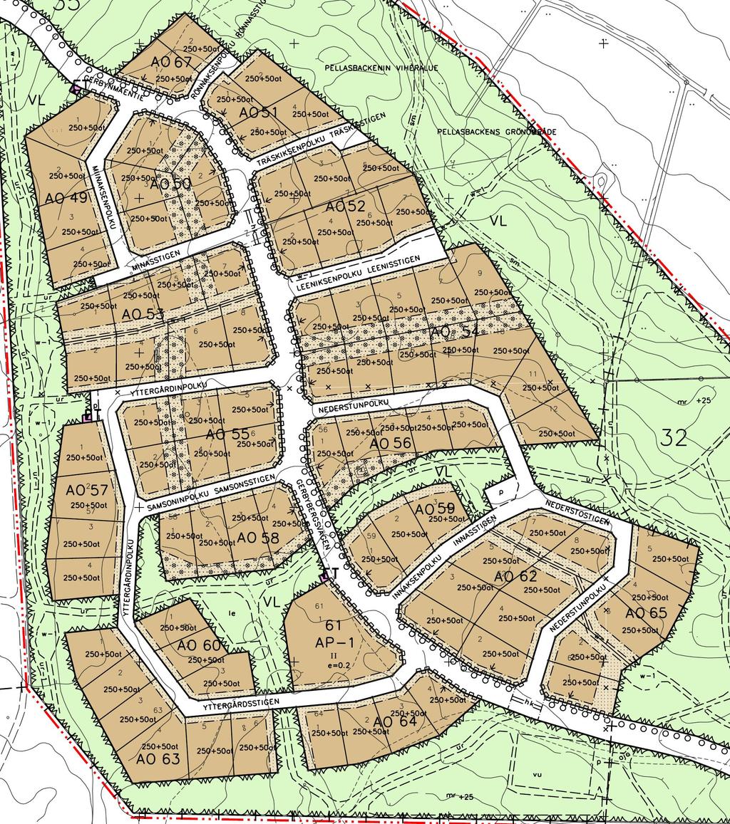 1.1 DETALJPLAN Detaljplan nr 944 (Gerby V) har fastställts hösten 2009. Utdrag ur detaljplanen för Gerby V.